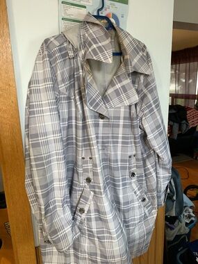 Fashion Bug Gray Plaid Trench Jacket